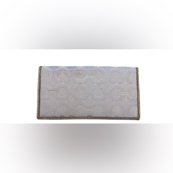 Coach Metallic Silver Wallet with Op C Design - Picture 1 of 2